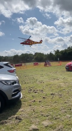 Emergency - The air ambulance landing at the scene 